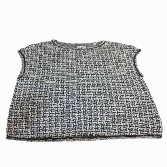 Max Studio Back Cream Tweed Raw Edging Extended Cap Sleeve Shell, Size X… - Picture 2 of 6